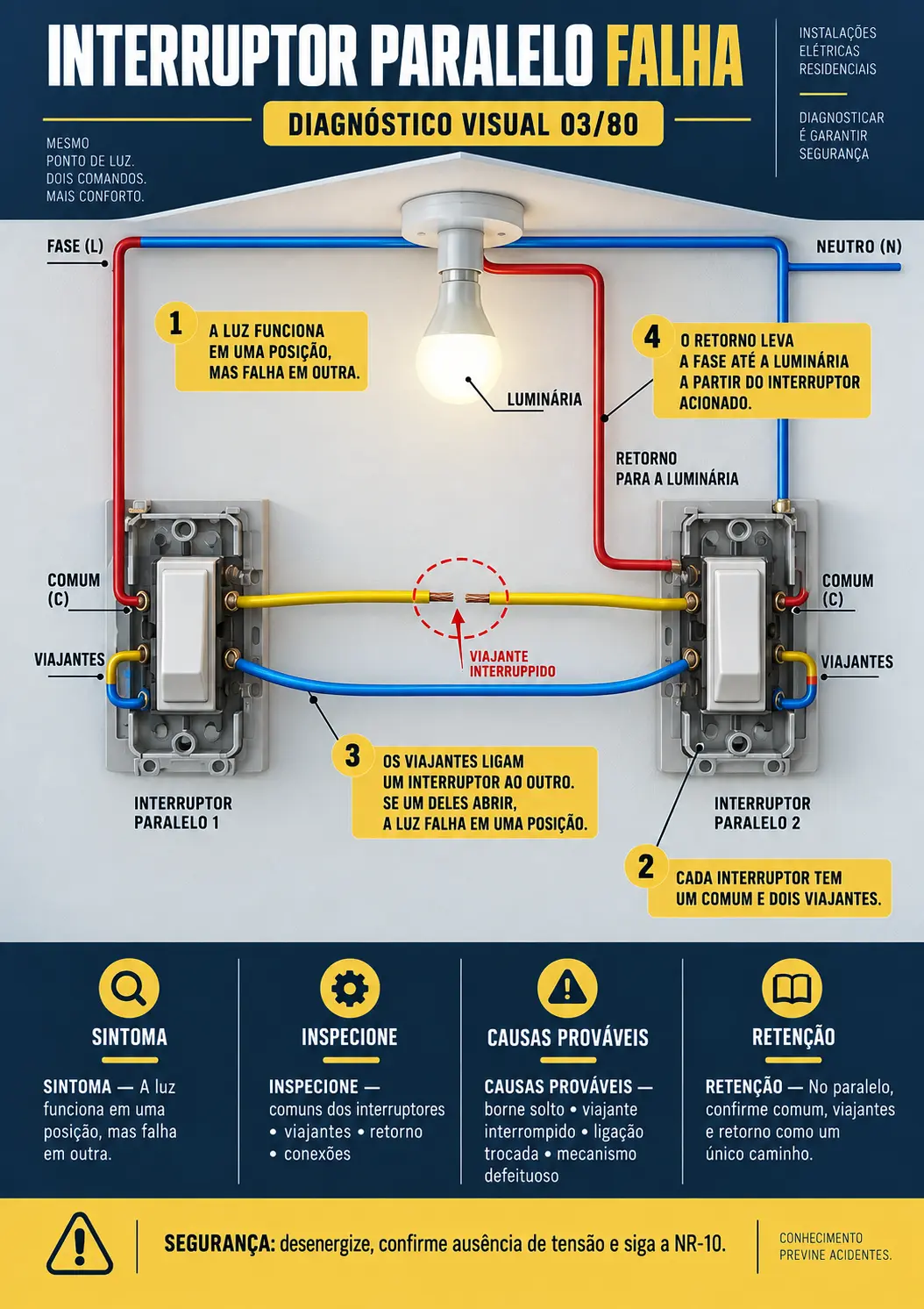 Mapa visual: interruptor paralelo falha