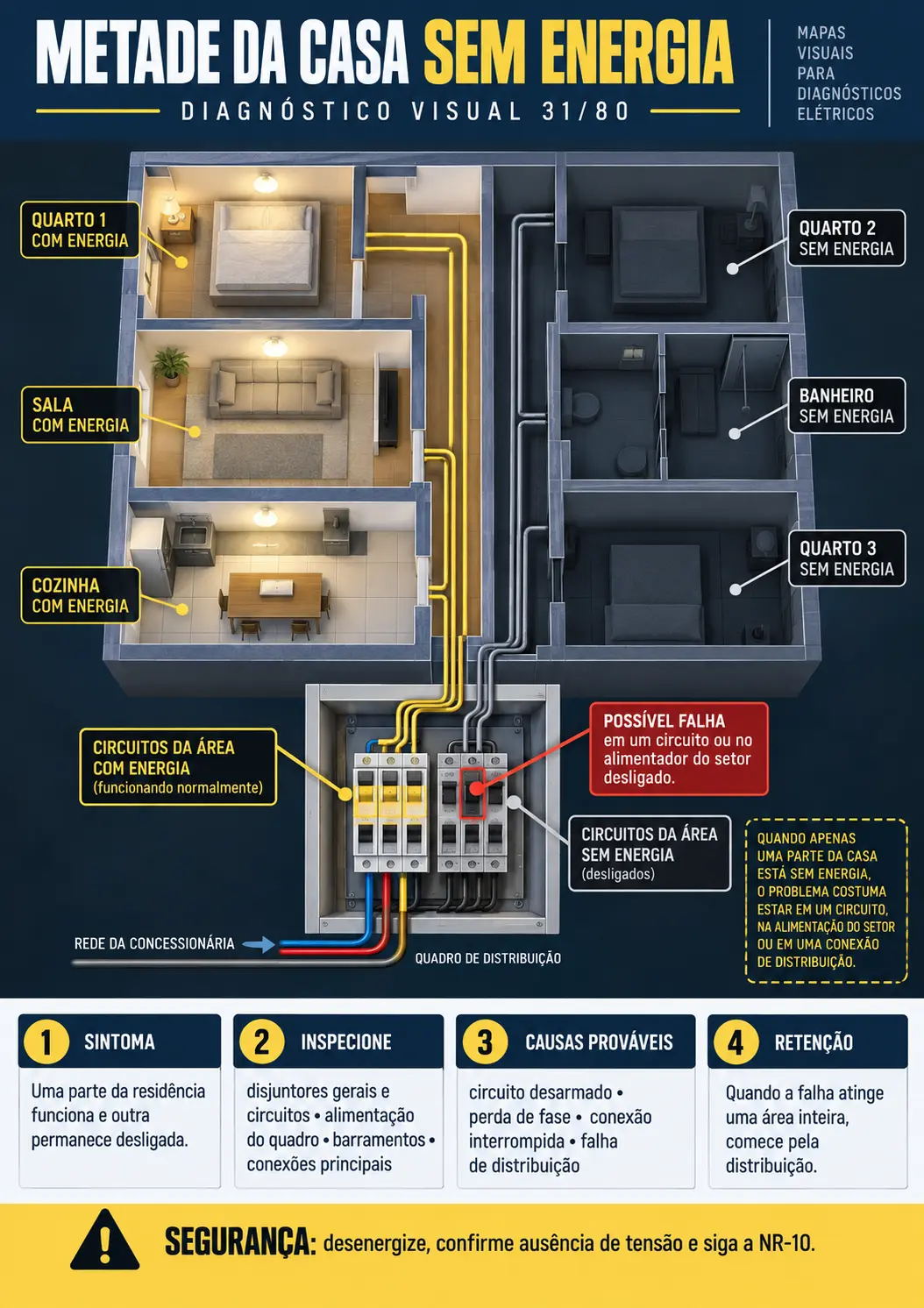 Mapa visual: metade da casa sem energia